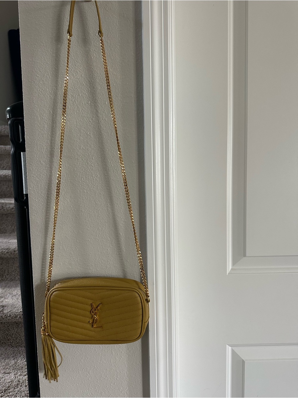 Saint Laurent Yellow Quilted Lou Camera Crossbody with Tassel - Picture 8 of 16